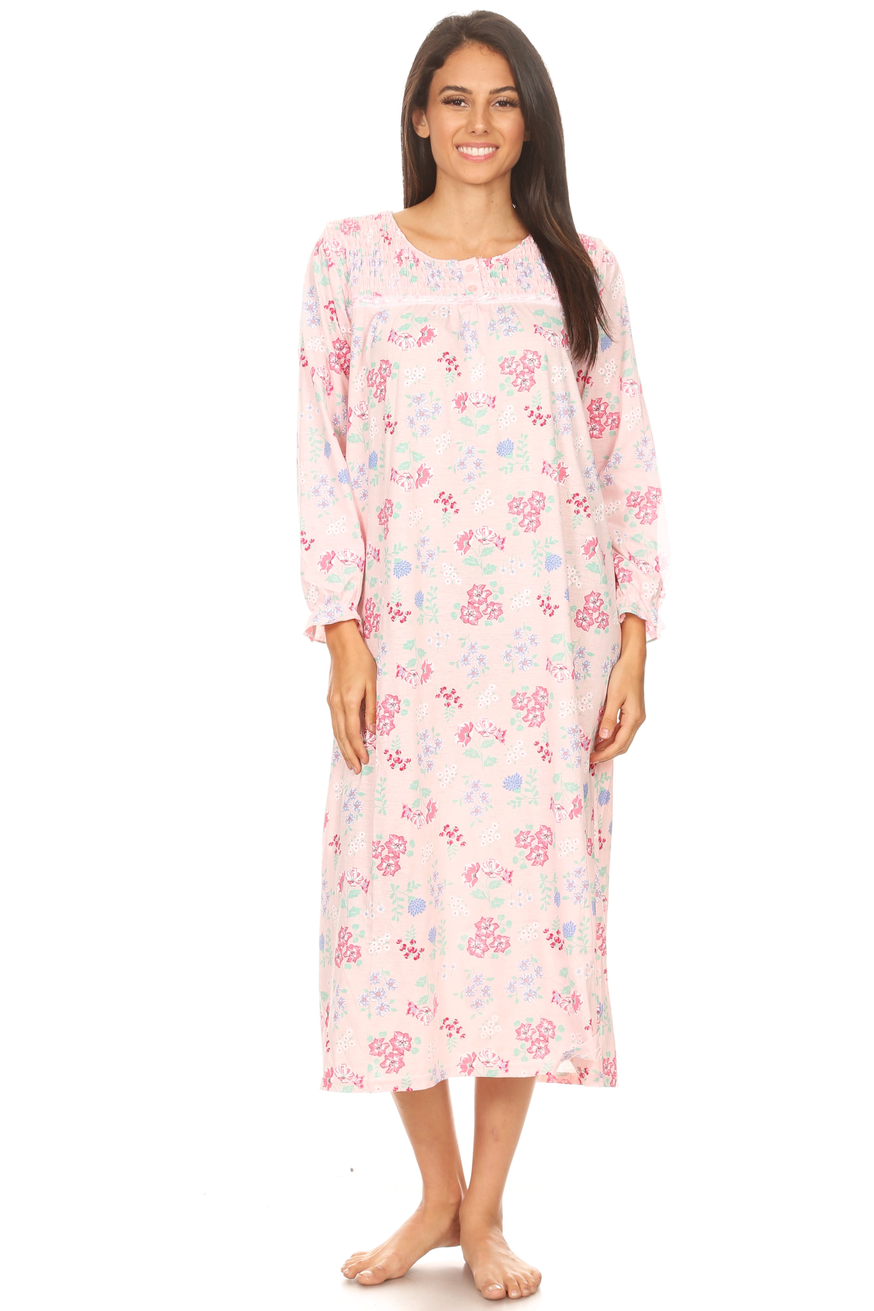 671 Womens Nightgown Sleepwear Pajamas Woman Long Sleeve Sleep Dress