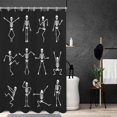 thumbnail image 6 of Skeleton Skull Shower Curtain Funny Dance Halloween Dancing Cartoon Fun Joints Party Vintage Shower Curtain Sets with 12 Hooks, Eco-Friendly, No Odor Rust Proof Grommets, Black, 6 of 6