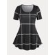 thumbnail image 1 of Camiseta en Talla Extra con Estampado de Cuadricula Rosegal Camisetas tallas grandes, 1 of 5