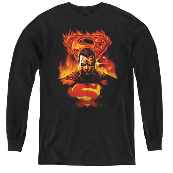Superman - Man On Fire - Youth Long Sleeve Shirt - Small