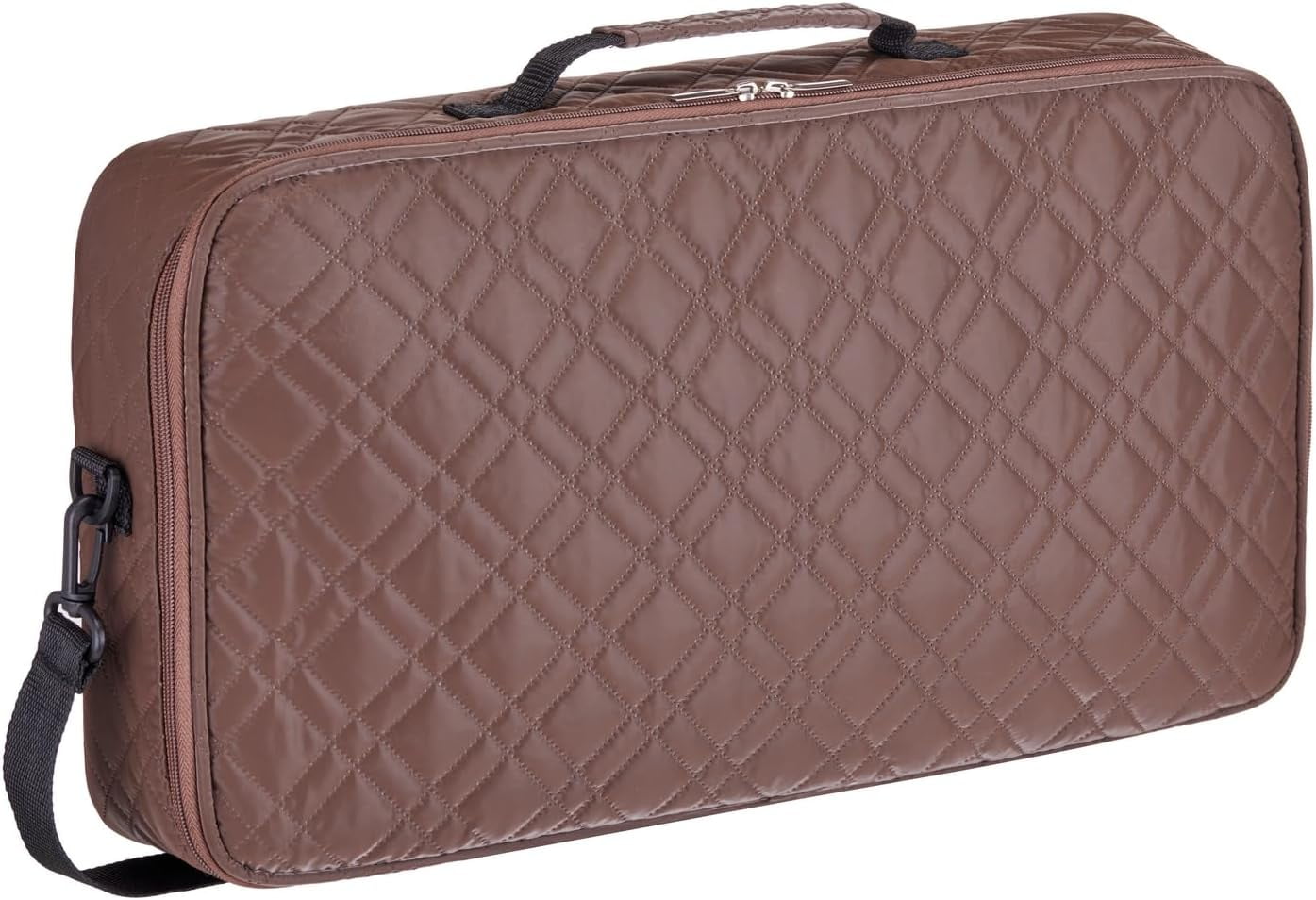 American Mahjong Set “Coffee - Quilted PU Leather Carrying Bag with Shoulder Strap & Handles, All-in-One Tile Racks with Pushers, 166 Engraved Tiles, Dice, Bettor, Extra Tiles & Instructions