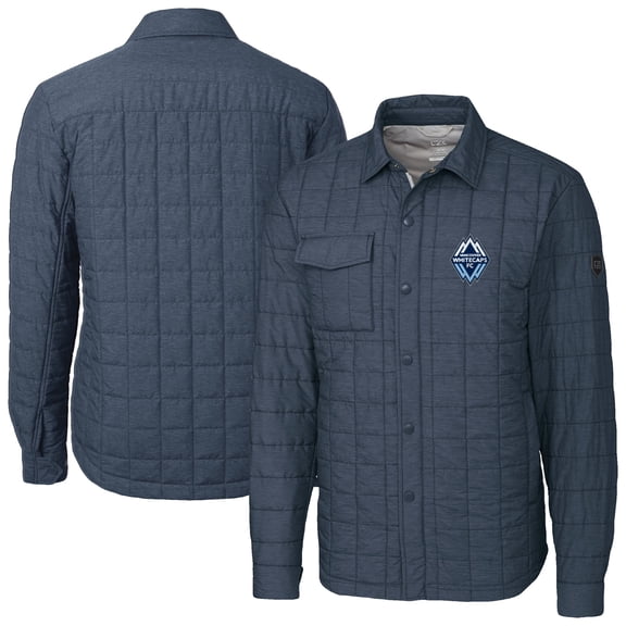 Men's-Cutter & Buck  Anthracite Vancouver Whitecaps FC Rainier PrimaLoft Eco Insulated Quilted Shirt Jacket