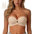 thumbnail image 2 of EliteGoogv Front Closure Bras For Women Wireless Bras For Women Seamless Bras For Women On Non Small Bust Womens Bras Everyday Bras For Women Beige M, 2 of 5