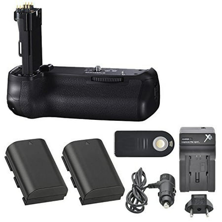 Canon BG-E14 Battery Grip with 2 Extra Batteries (LP-E6), Compact AC/DC Travel Charger, Wireless Remote for EOS 70D and 80D Digital SLR DSLR
