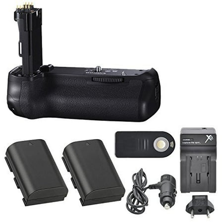 Xtra Compact - Canon BG-E14 Battery Grip with 2 Extra Batteries (LP-E6), Compact AC/DC Travel Charger, Wireless Remote for EOS 70D and 80D Digital SLR DSLR Cameras