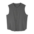 thumbnail image 1 of pstuiky Camisetas sin mangas para hombre, Cárdigan informal de ejercicio con cuello redondo, sin mangas y botones para hombre Chaleco de hombre s, 1 of 4