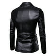 thumbnail image 6 of guisaled Men's Leather Blazer Jacket Casual Notched Lapel Collar Two Button Slim Fit Sport Coat Moto Faux Leather Pu Blazer Suit Jackets, 6 of 8