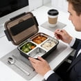 thumbnail image 6 of AZXY Stainless Steel Bento Box, Adult Lunch Bento Box, Leakproof Airtight Divided Food Storage Container, Bentgo Box for Office Outdoor Picnic Daily Meal Prep, 9.45x7.28x2.76in Black, 6 of 7