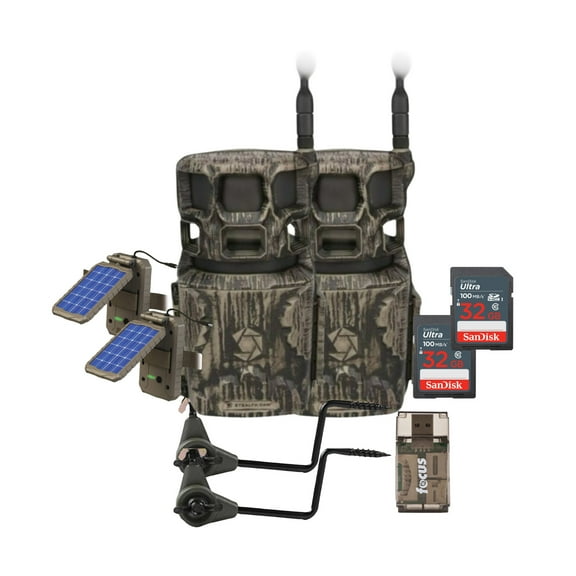 Stealth Cam Revolver Pro 2.0 360-Degree 40MP Cellular Camera 1440p Video Resolution (Brown) Bundle with Holder, Solar Power Panel, Memory Card, and SD Reader (9 Items)