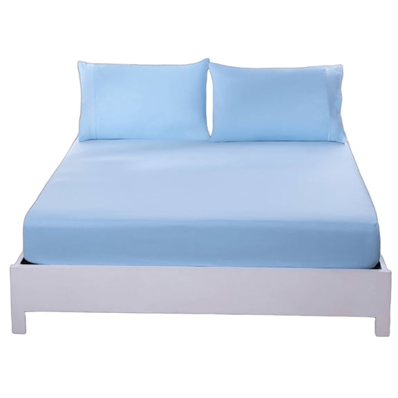 AUQ 2026 New Twin Sheets Set,100% Egyptian Cotton Deep Pocket Fitted Flannel Sheet,Smooth Fabric Finish 100% Cotton Sheets,30Cm High Skirt Sheet Set Deep Pocket for A Secure Fit,Light Blue