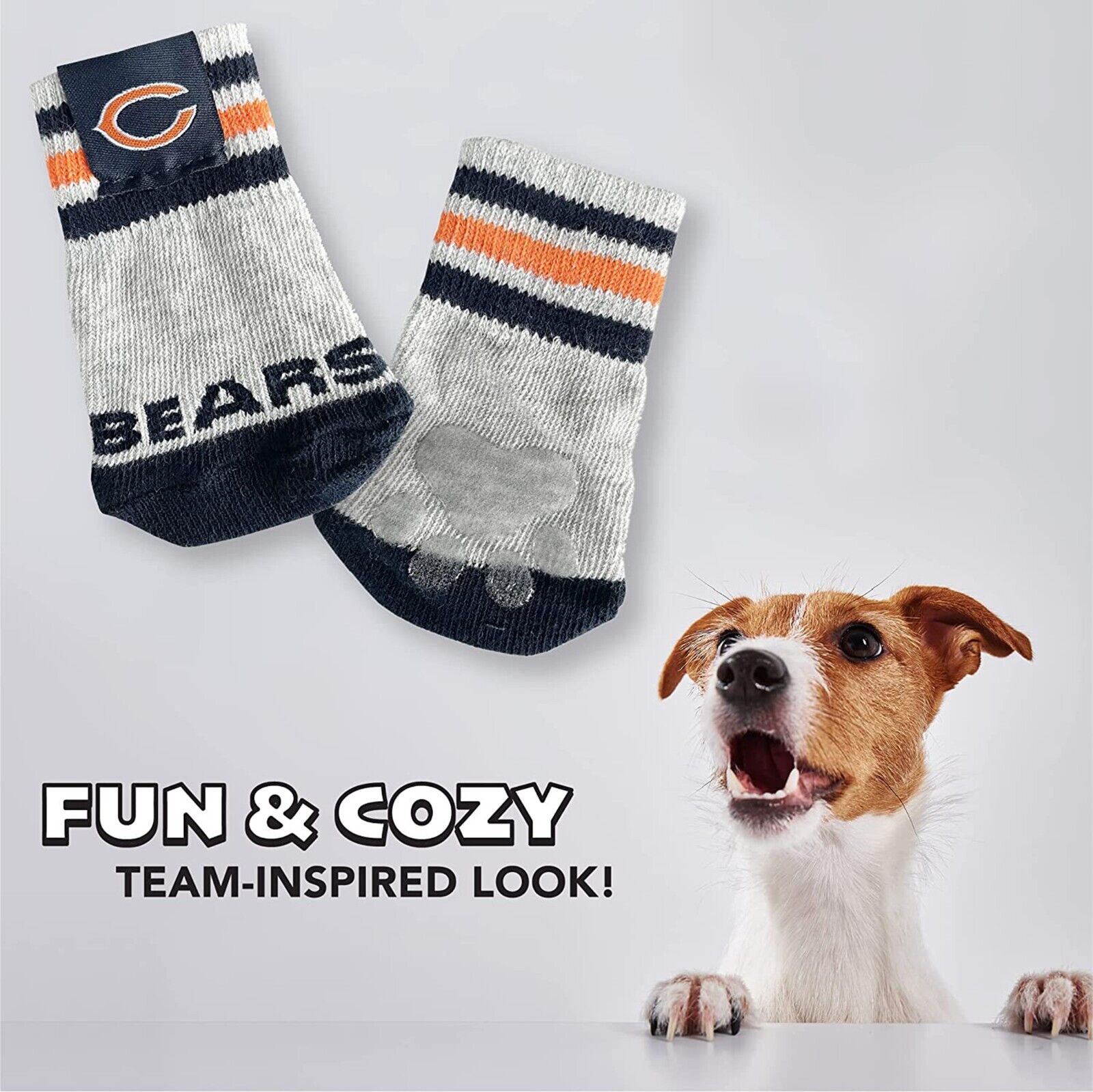 NFL Anti Slip Dog Socks with Elastic Ribbed Top Indoor/Outdoor Paw Protection
