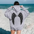 thumbnail image 2 of YUEHUA Silver Angel Wing Print Hoodies for Women Men Fleece Sweatshirts Pullover Funny Hoody Hooded With Pockets, 2 of 6