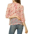 thumbnail image 4 of INSPIRE CHIC Women's 3/4 Sleeves Ruffle Mock Neck Sheer Lace Top, 4 of 7