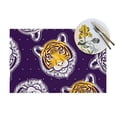 thumbnail image 4 of XMXT 6 Pcs PVC Woven Placemats, Tiger Heads Purple Print Stain Resistant Anti-Skid Place Mats for Dining Table, 12 x 18 inches, 4 of 6
