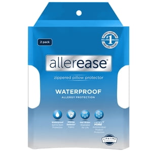 AllerEase Waterproof Pillow Protector, Standard/Queen, 2-Pack