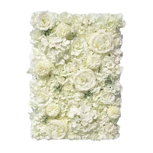 Wweixi Artificial Silk Flowers Wall Panel Wedding Party Backdrop White