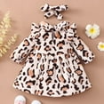 thumbnail image 2 of YEEDISON Spring Autumn Clothes Newborn Dresses Leopard Print Long Sleeve Doll Collar Baby Dress+headband 2 Pcs Princess Dress for 3M-12M, 2 of 4
