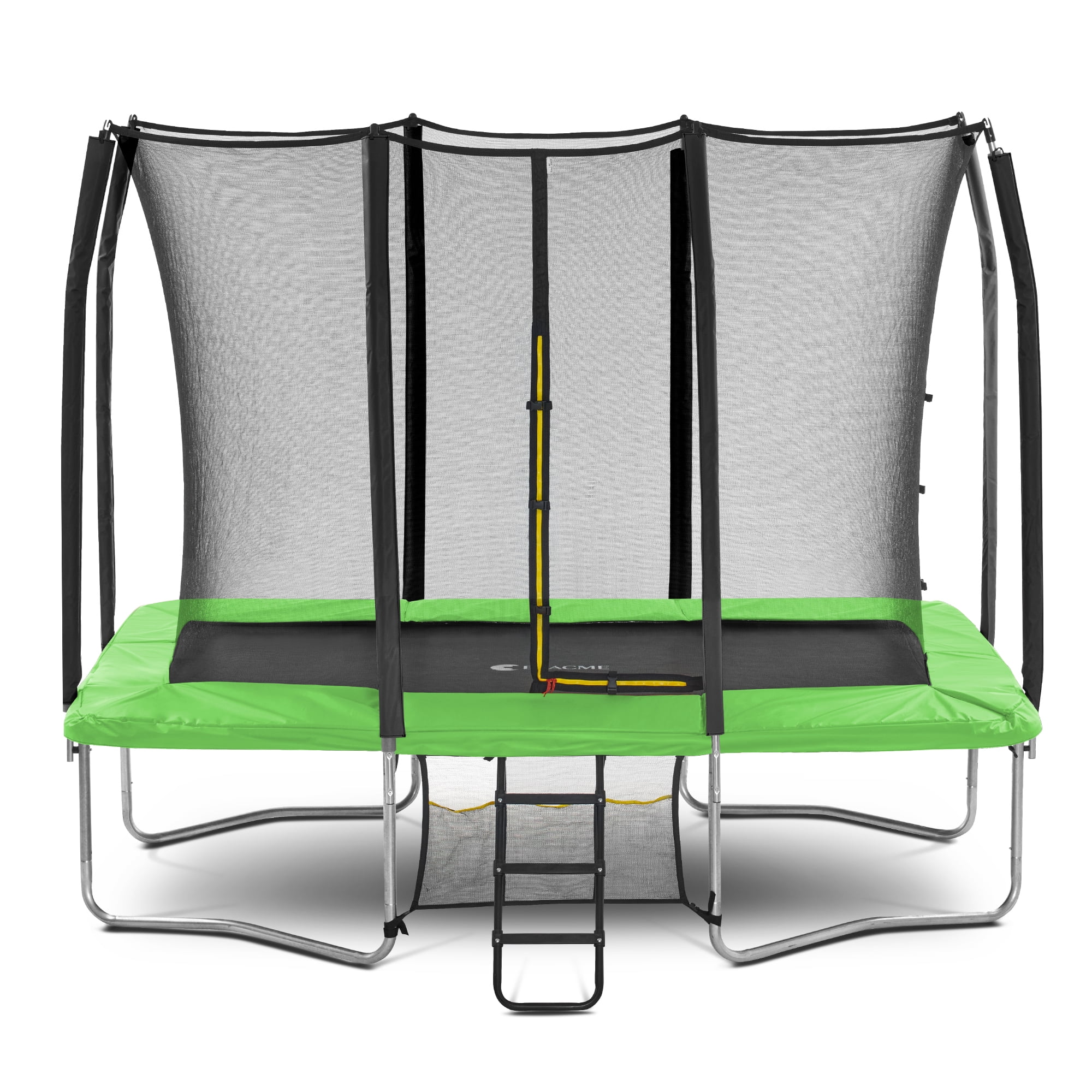 Exacme 7 x 10 FT Outdoor Rectangle Trampoline for Kids, 330lb Capacity Recreational Trampolione with 4 Wind Stakes, Storage Bag, Ladder(Green)