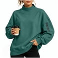 thumbnail image 3 of Tqcoqu Mock Neck Sweatshirt For Women,Long Sleeve Loose Fit Casual Pullover Top With Side Zipper Pockets, 3 of 8