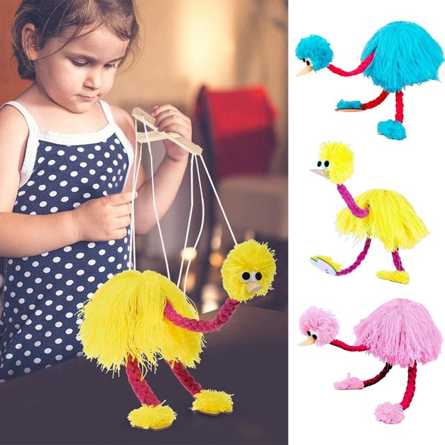 1 Set Marionette Toy Interactive Ostrich Puppet Plush Toy Funny Marionette Puppets String Doll for Kids