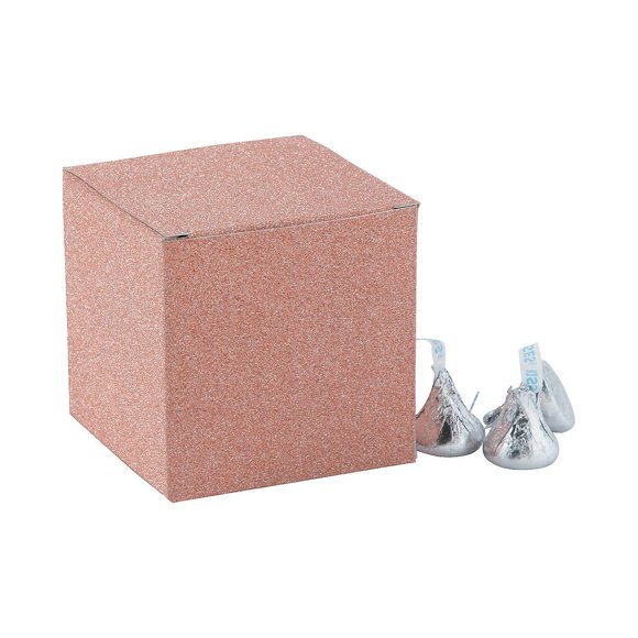 Fun Express Mini Boîtes à Faveurs Paillettes Or Rose (Ensemble en Vrac de 24) Idéal pour Fournitures de Mariage et de Fête