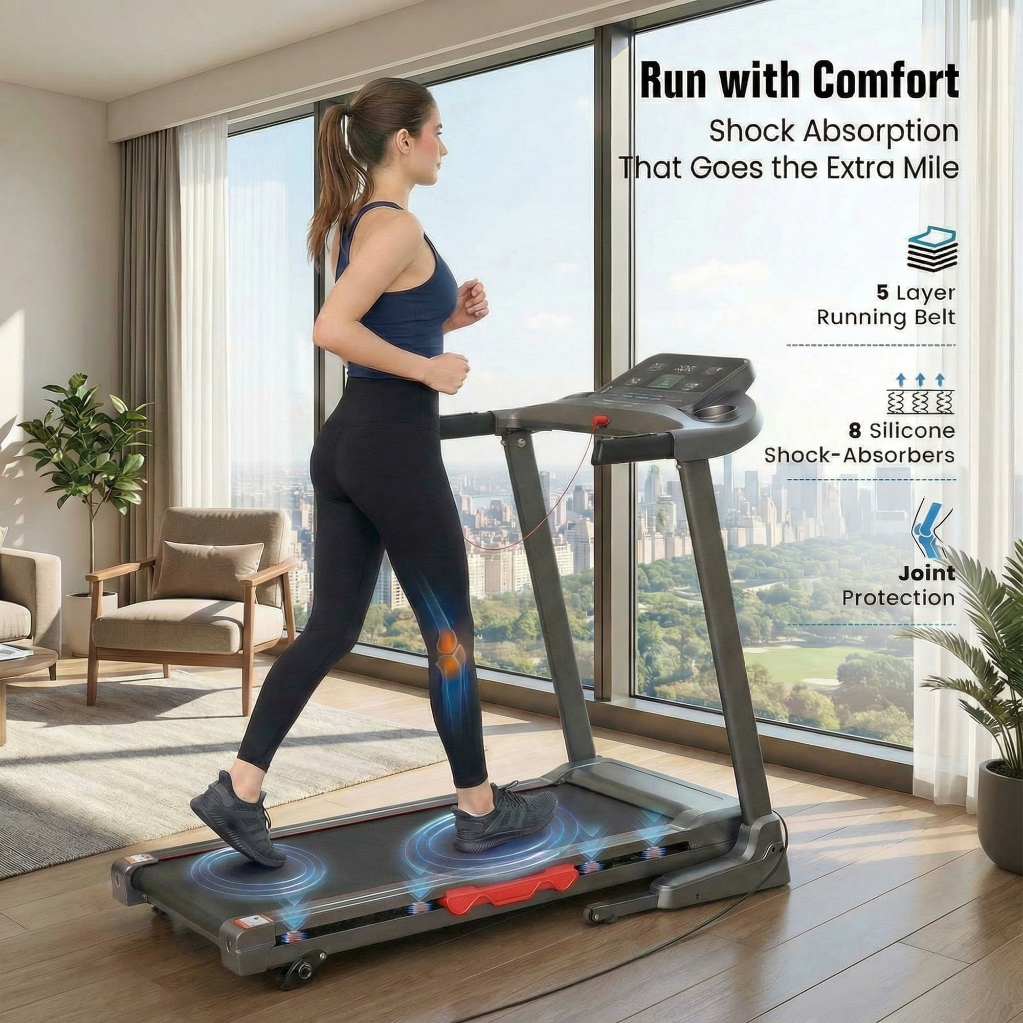 GASKY 3 Level Treadmill With Incline Foldable Compact Treadmill Smart APP Manual Incline Treadmill For Family Exercise Home