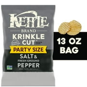 Kettle Brand Potato Chips, Krinkle Cut, Salt & Ground Pepper Kettle Chips, Party Size, 13 oz