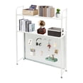 thumbnail image 5 of White Desk Bookshelf Organizer Rack, 2 Tier Desk Shelf with Grid Pane & Pegboard Hooks Set, Desktop Hutch Bookshelf Office Supplies Organizer, 5 of 26