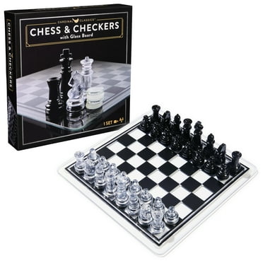 Spin Master Games, Cardinal Classics, Black and Clear Chess, Checkers Set with Glass Gameboard, Ages 8 and up