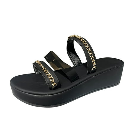 

Summer Saving Clearance! Kukoosong Sandals Women Matsuke Sole Slope Heel Female Sandals One-piece Breathable Casual Slippers Wedge Sandals for Women Black 38