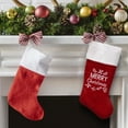 thumbnail image 3 of Northlight 20" Red and White "Merry Christmas" Velour Stocking, 3 of 7
