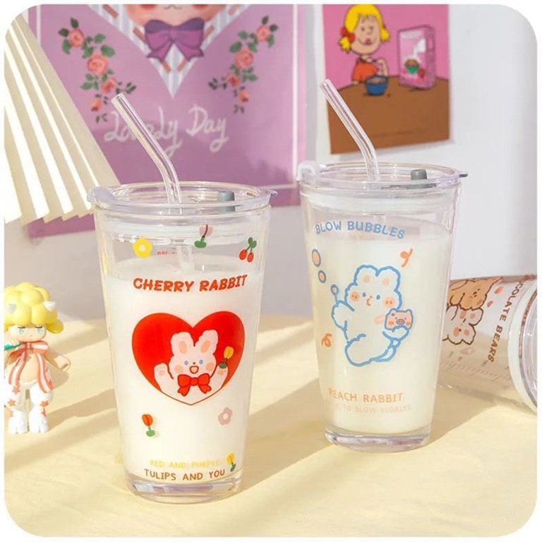 1pc Cartoon Bear Shaped Cup With Straw