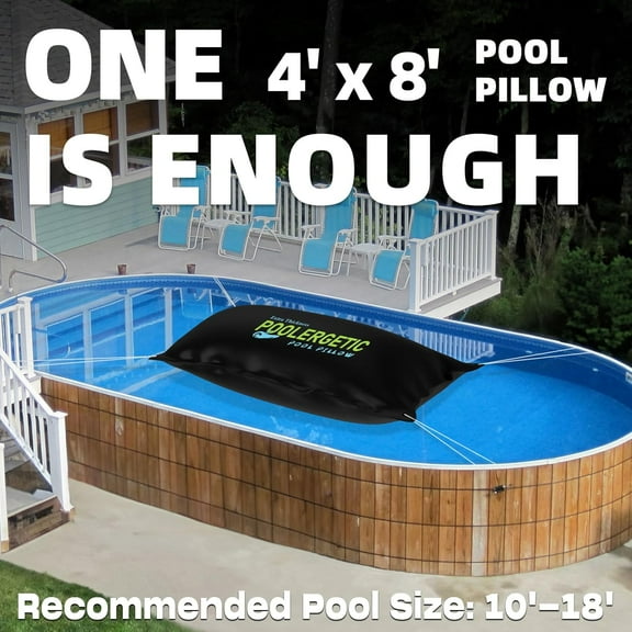 4x8 Ft Pool Pillow for Above Ground Pools, Large Winter Pool Pillow for Winterize Closing, 0.6mm Thick Heavy-Duty Swimming Pool Cover Air Pillow with Cords, Black, 2 Pack