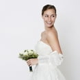 thumbnail image 1 of RUNROTOO Removable Puff Sleeves Long Satin 2Set White Wedding Gloves For Women At Reception, 1 of 8