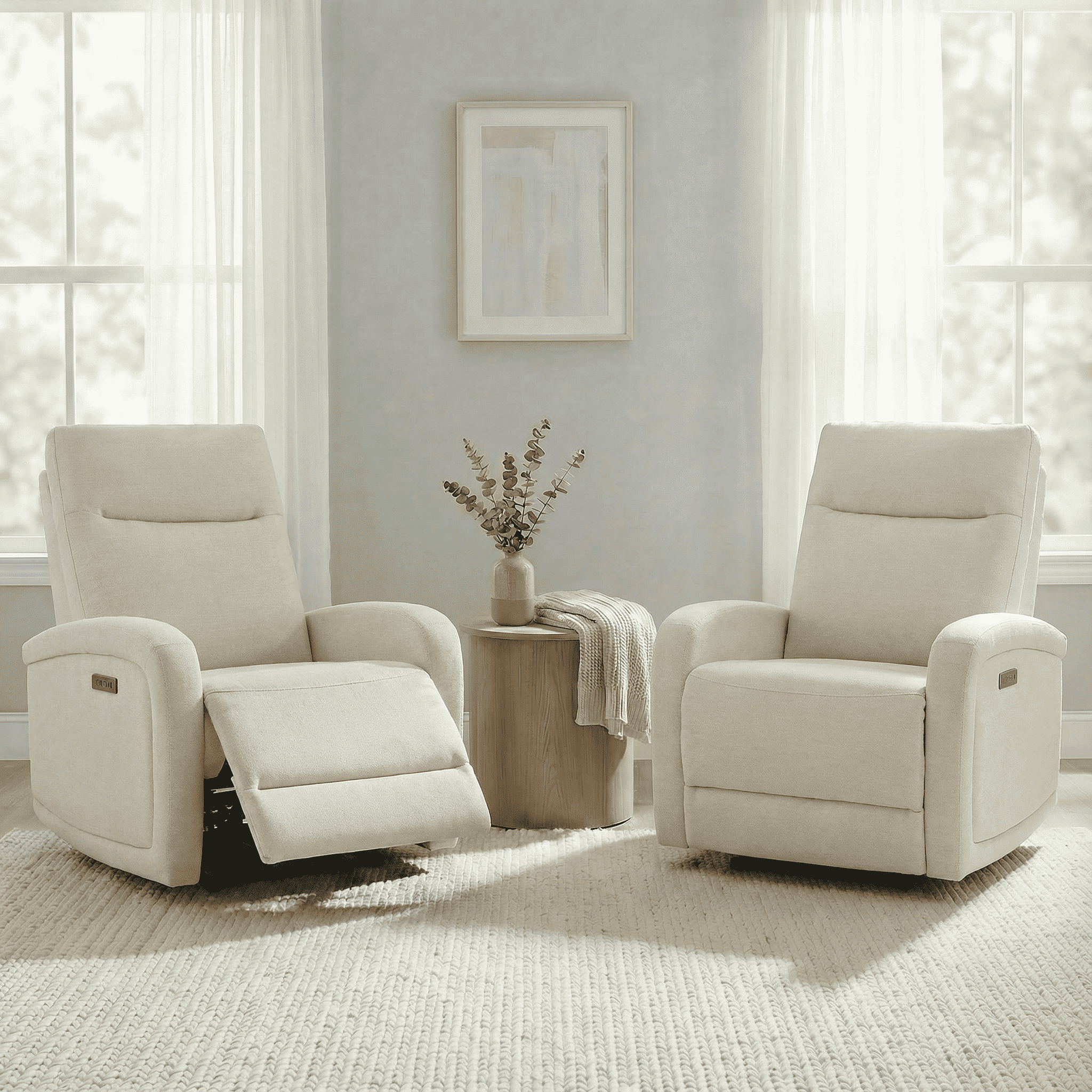 Spruce & Spring Zero Wall Hugger Power Recliner for Compact Spaces, Linen-Fabric