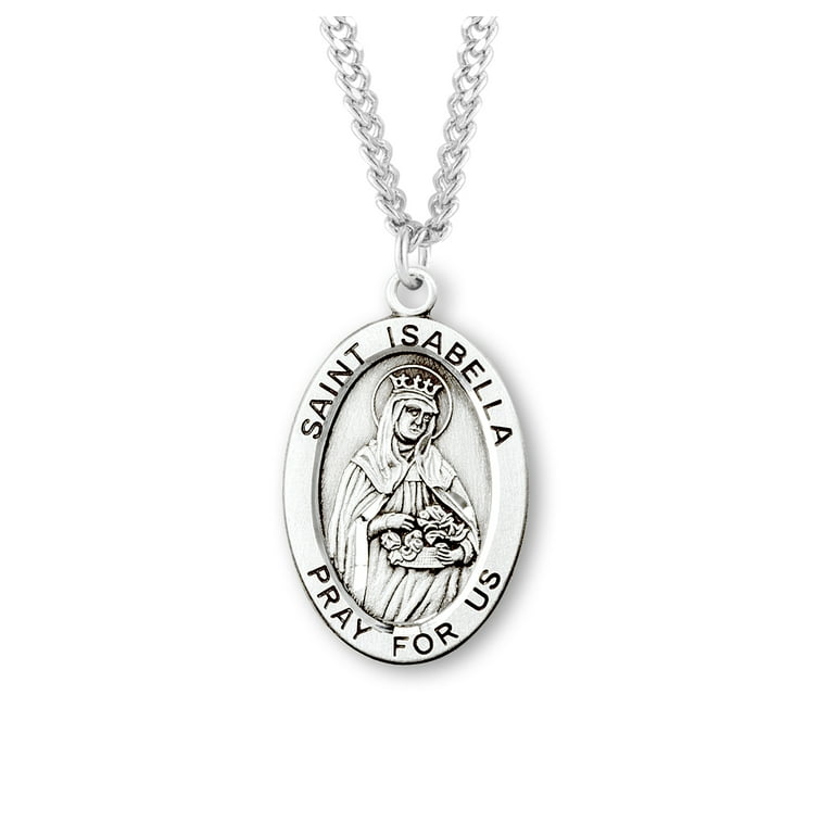 St. Isabella Sterling Silver Medal Necklace