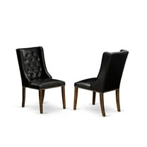 East West Furniture Forney 38" Leather Dining Chair in Jacobean/Black (Set of 2)