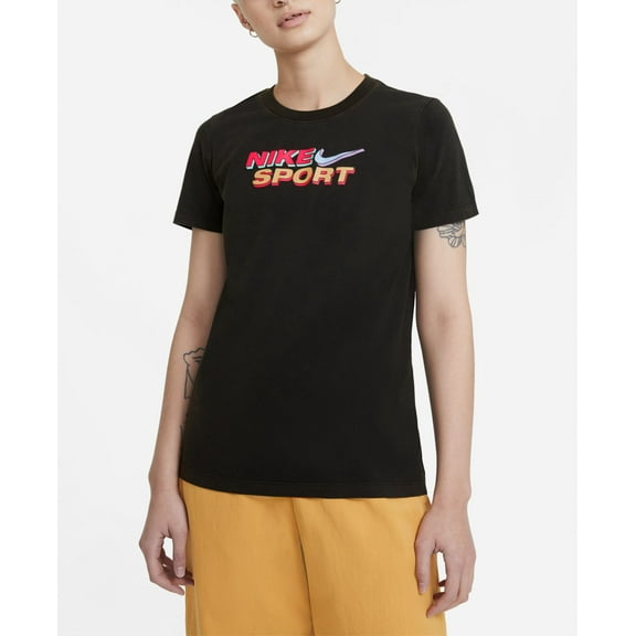 Nike Womens Sportswear Cotton Logo T-Shirt,Black,Medium