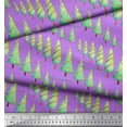 thumbnail image 3 of Soimoi Purple Moss Georgette Fabric Text & Christmas Tree Printed Craft Fabric by the Yard 42 Inch Wide, 3 of 3