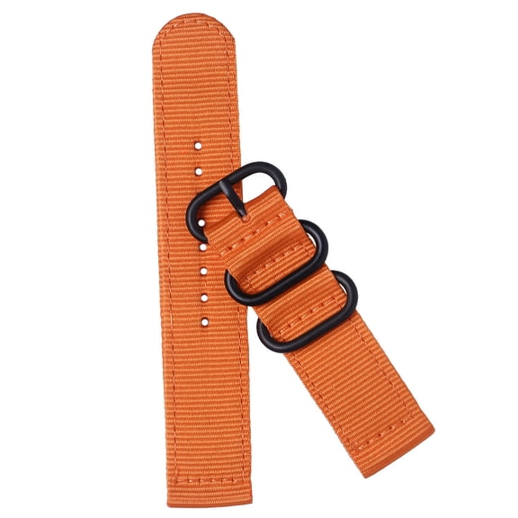 WHAMVOX 20mm Watch Strap Webbing Durable 2-Joint Nylon Watch Band Wristband for Watch Replacement (Orange with Black Buckle)