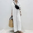thumbnail image 2 of Dpytoraw Loose Fit Striped Collar Long Cardigan Dress Elegant Women's Style Women’s A-Line Wrap Dresses, 2 of 5
