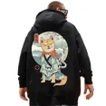 thumbnail image 5 of Samurai Cat Printed Men's Hooded Sweatshirts Japanese Element Graphic Pullover Autumn Keep Warm Essentials Hoodie Oversized Coat, 5 of 6