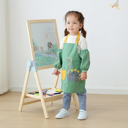 

YMH 1 Set Animal Pattern Kids Apron with Sleevelet Polyester Playing Games Children Garden Apron for Cleaning