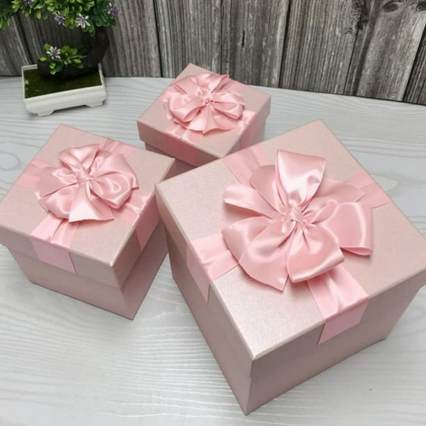 HTOOQ New Year Present Box with Lid and Ribbons Candy Boxes Watch Case Organizer Bracelet Container Travel Jewelry Box for Birthday Festival Valentine