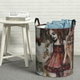 thumbnail image 6 of Daiia Vintage Collage Girl Butterfly Round Laundry Basket with Handles Thickened Waterproof Circular hamper,Dirty Clothes Storage Basket for Bedroom,Bathroom,College Dorm-Small, 6 of 6