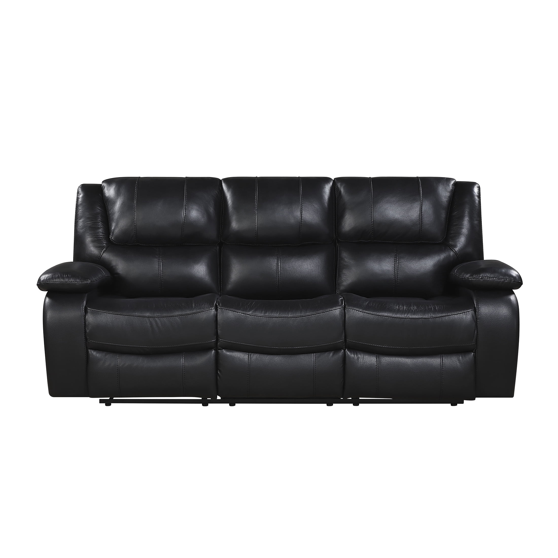 OakvillePark Arlisse Leather Match Manual Double Reclining Sofa, Black