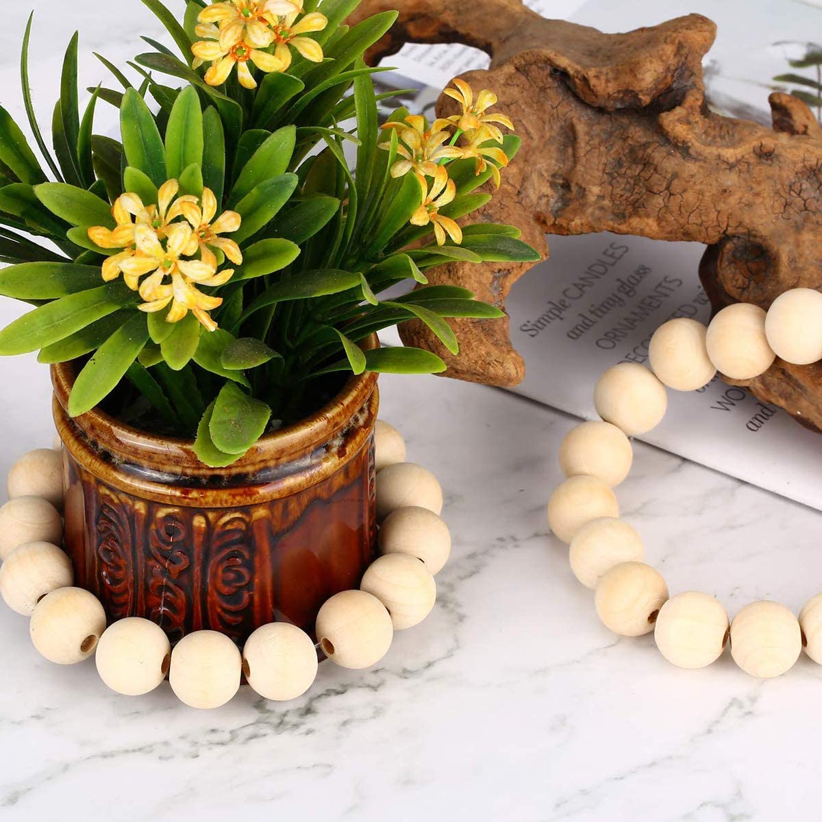 170pcs Natural Wooden Beads for Crafts Loose Solid Wooden Spacer Beads  Assorted Round Wood Ball for DIY Handmade Jewelry Making Bracelet Garland  Hair (16mm/20mm/25mm) 