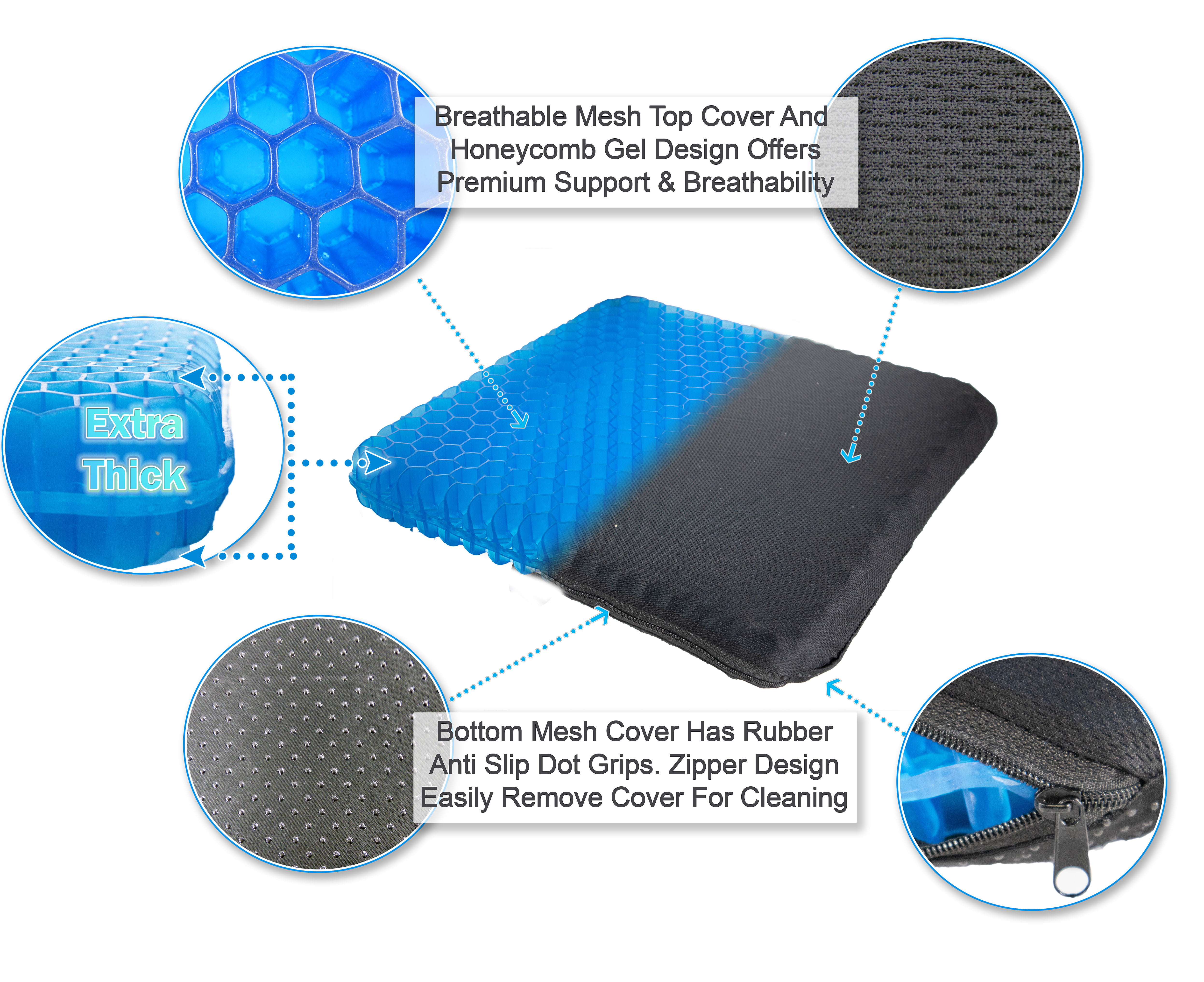 Multifunctional Double-Layer Thick Honeycomb Design Cushion,High Elastic Chair Seat Support Cushion，Relieve Hip Fatigue Gel Seat Cushion Cool Gel Cushion 