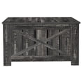 thumbnail image 2 of ModFusion Dark Oak Color Square Coffee Table with Storage and Barn Door Design for Modern Farmhouse Living Room Table, 2 of 10