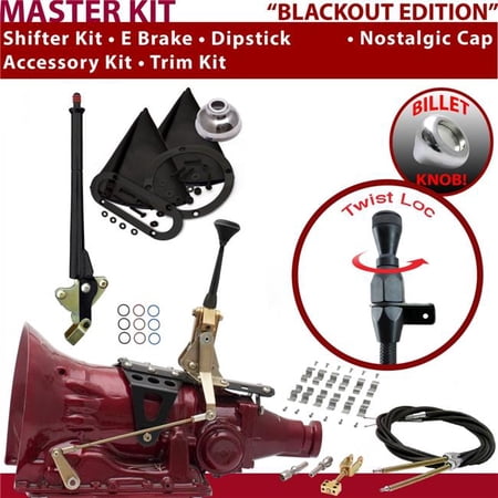 American Shifter 4L80E Shifter Kit Black 6 in. E Brake Cable Clamp Trim Kit Dipstick for EC00B